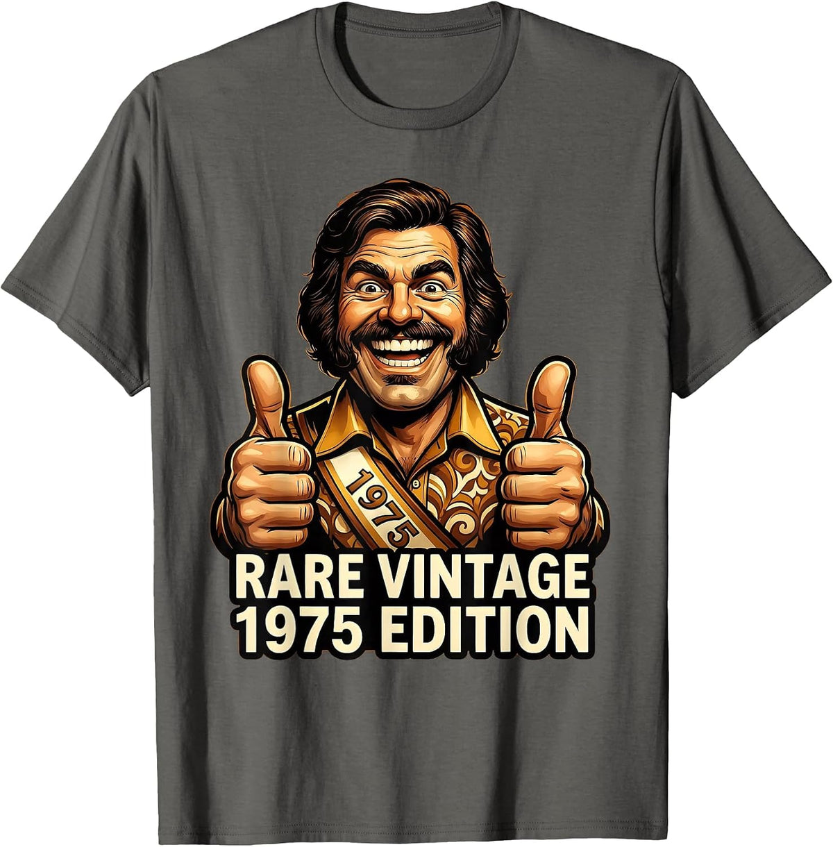 Rare Vintage 1975 Edition Classic Retro Design T-Shirt - Asphalt Grey