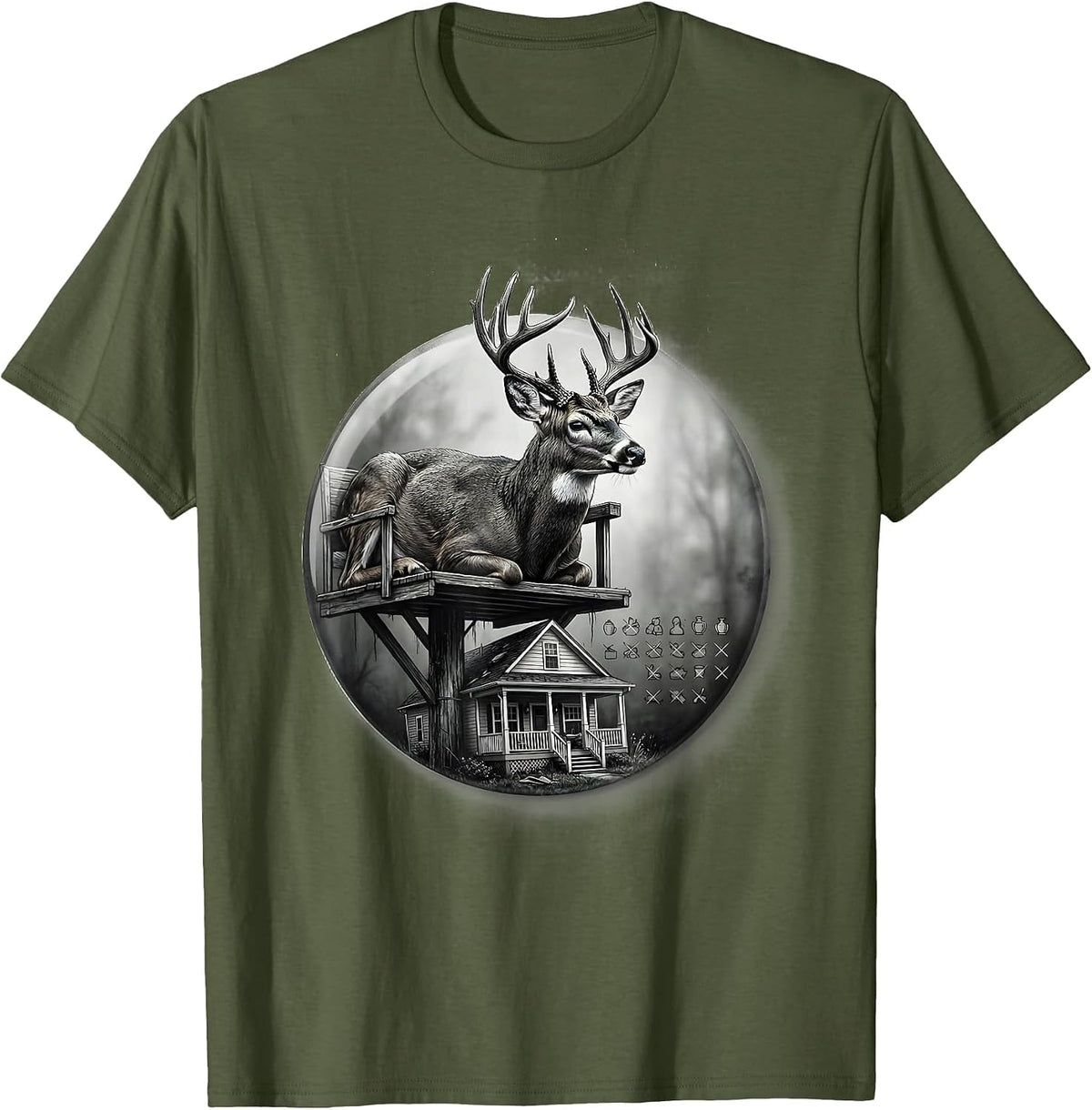 Men's Sealed Buck Badge Hunting Dad Humor T-Shirt - Olive Green