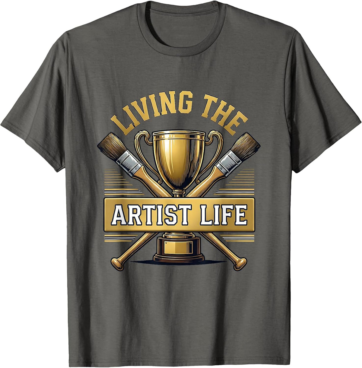 Living the Artist Life Graphic Design T-Shirt - Asphalt Grey