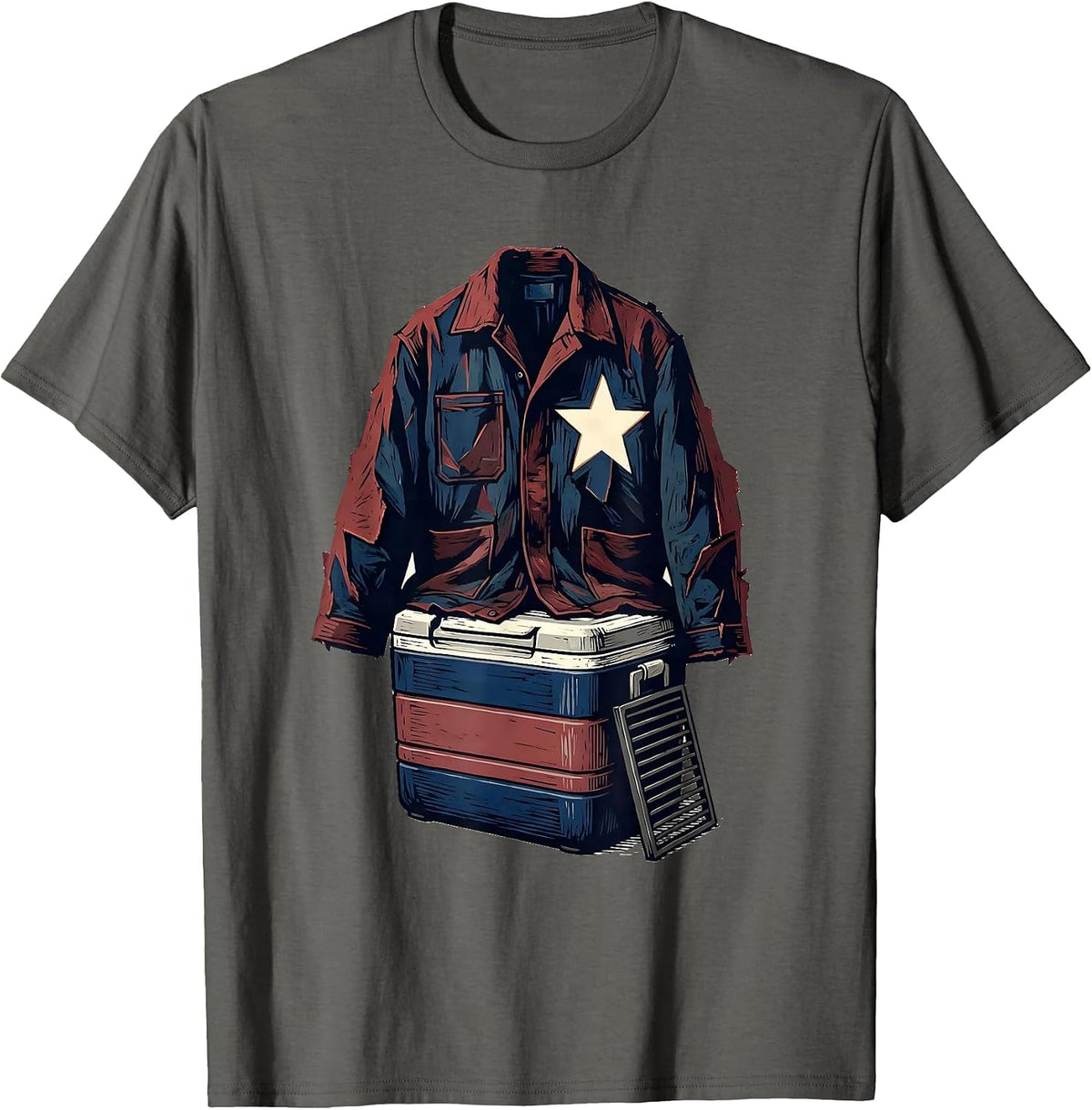 Work Jacket Picnic Cooler Patriotic Union Pride Labor Day T-Shirt - Asphalt Grey