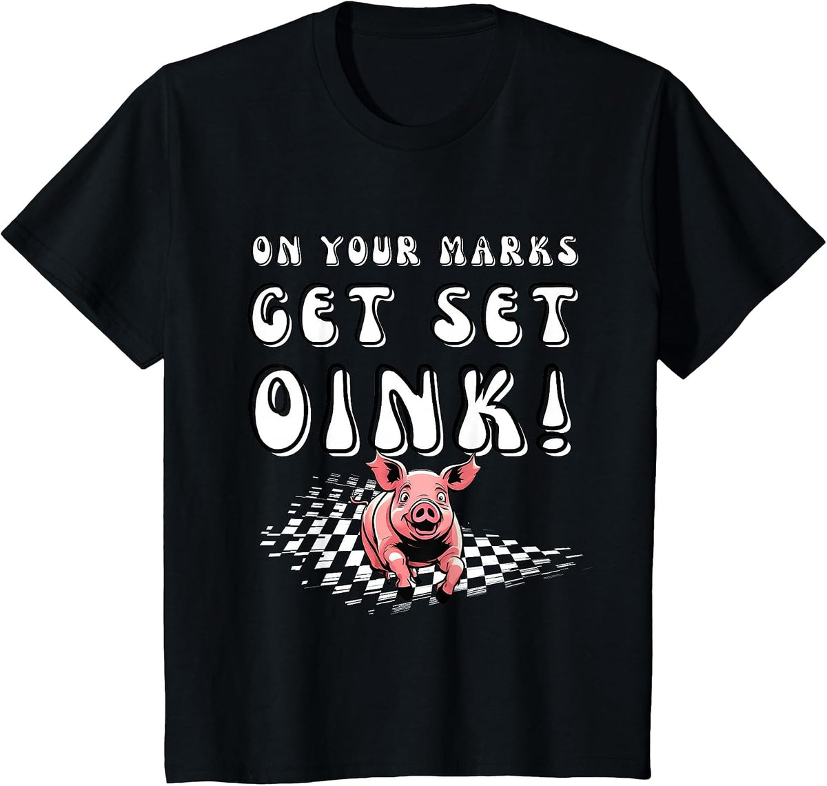 Pig Race Team Pig Running Team Funny Pic Racing T-Shirt - Black