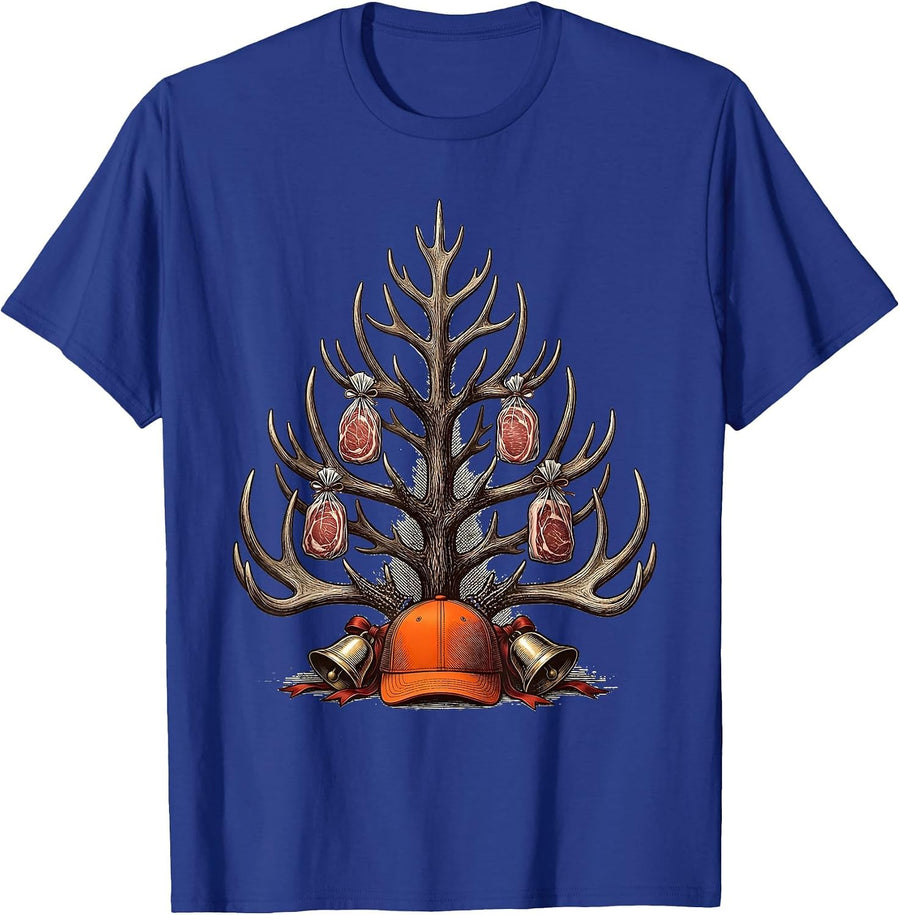Antler Rack Christmas Tree Hunter Humor Gift T-Shirt - Royal Blue