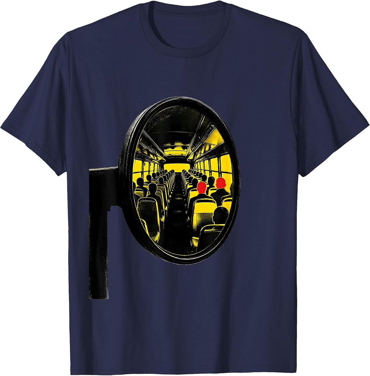 Men's School Bus Mirror Funny School Bus Driver Humor T-Shirt - Navy Blue