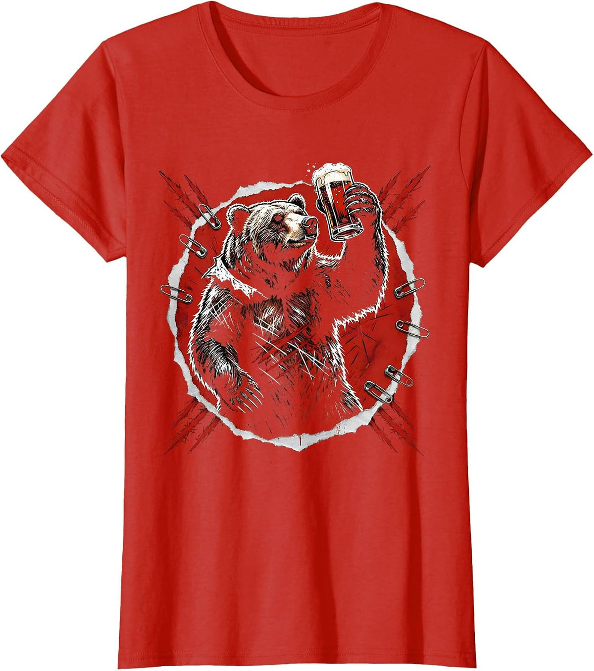 Grizzly Bear Birthday Pint Glass Cheers Graphic T-Shirt - Red