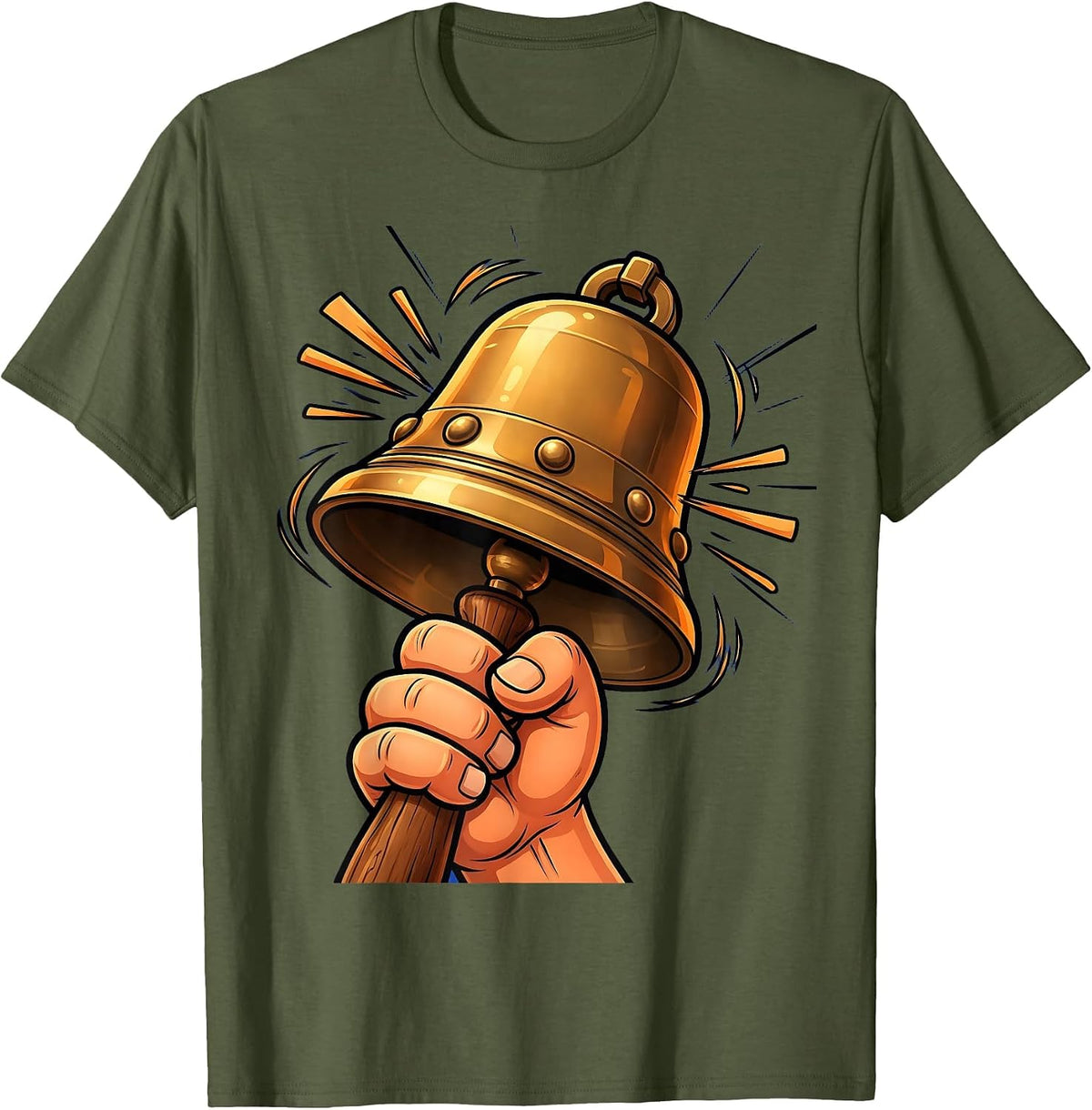 Middle School Teacher Vintage School Bell Graphic T-Shirt - Olive Green