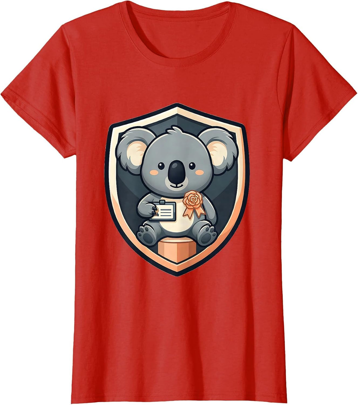Women's Round Koala Mascot Cute Kawaii Animal Lover Gift T-Shirt - Red