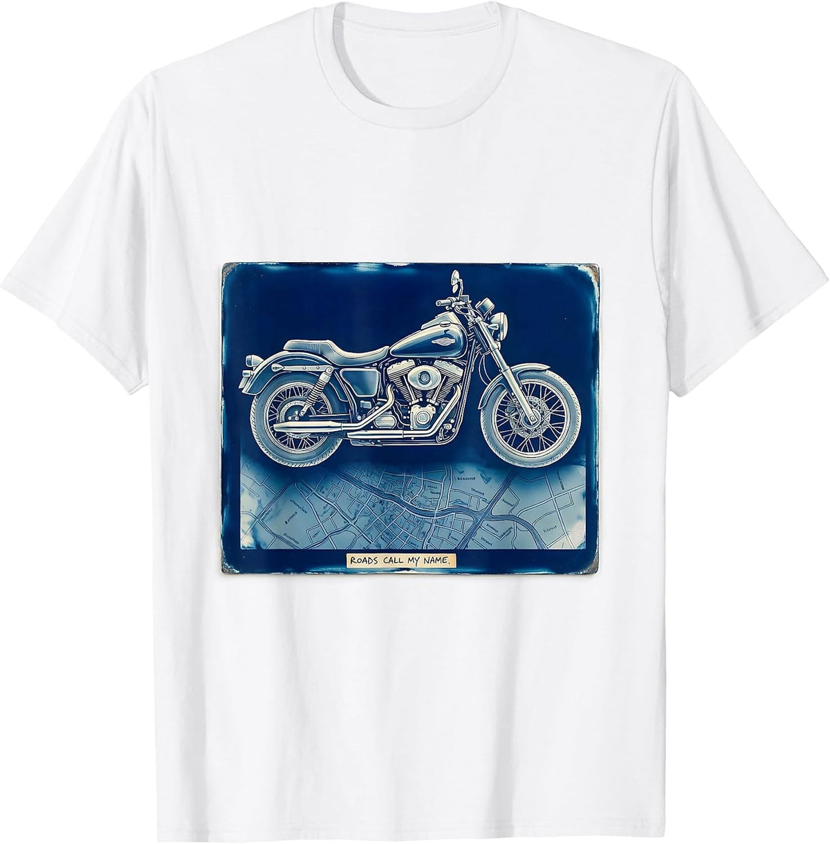 Men's Roads Call My Name Motorcycle Rider Design T-Shirt - White