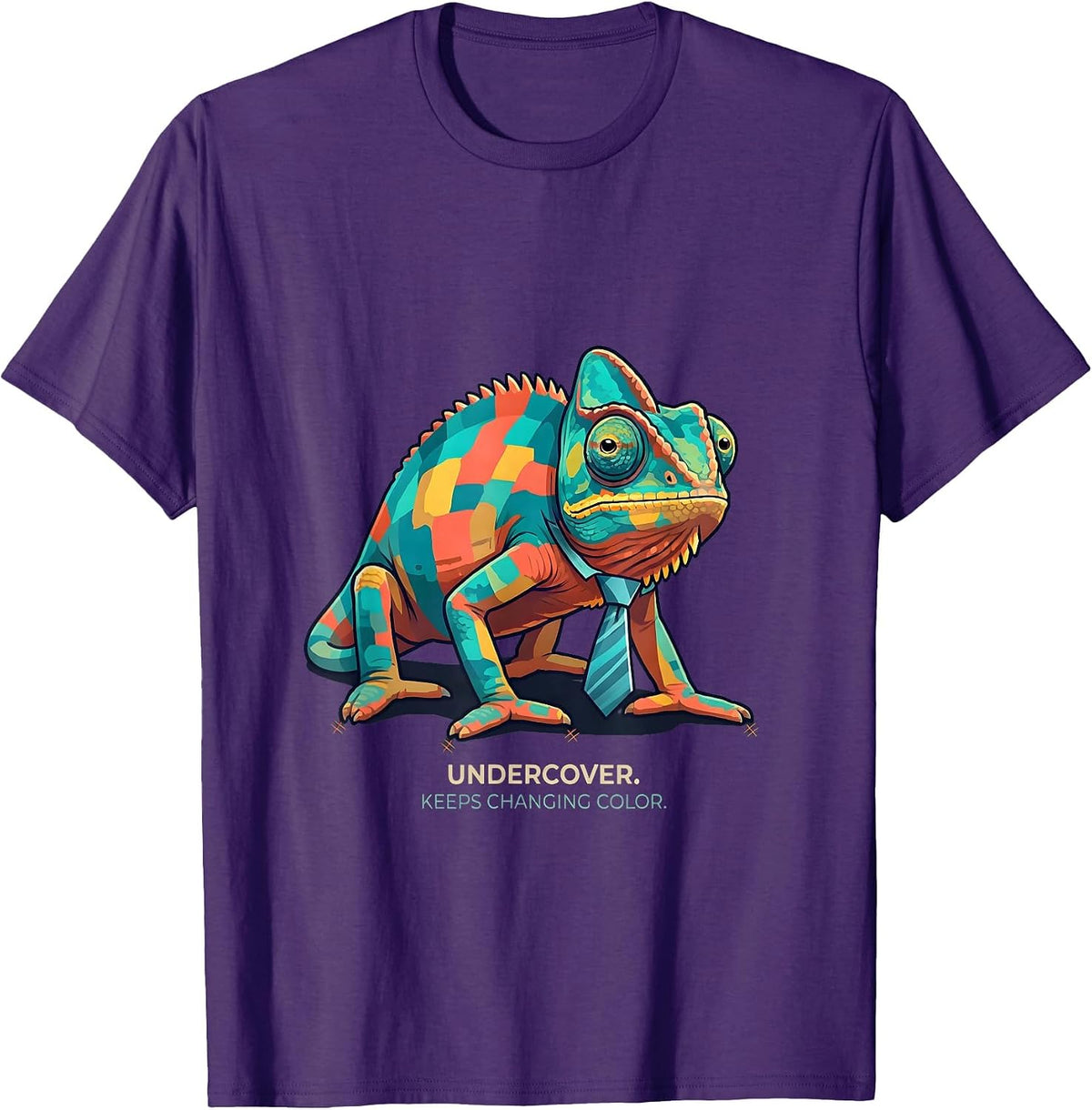 Men's Undercover Keeps Changing Color Funny Chameleon Halloween T-Shirt - Purple