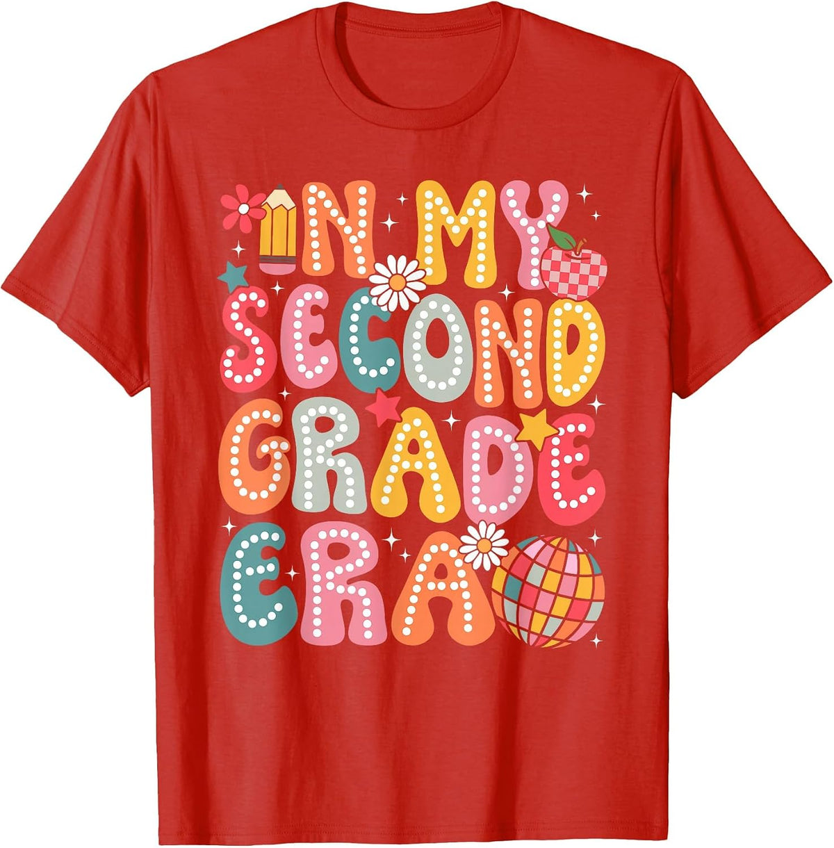 in My Second Grade Era 2nd Grade Teacher Kid Back to School T-Shirt - Red