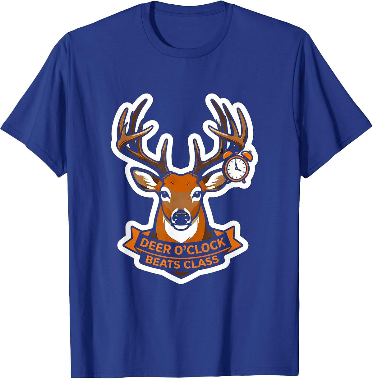 Men's Deer O'Clock Beats Class Funny Hunting Dad Humor T-Shirt - Royal Blue