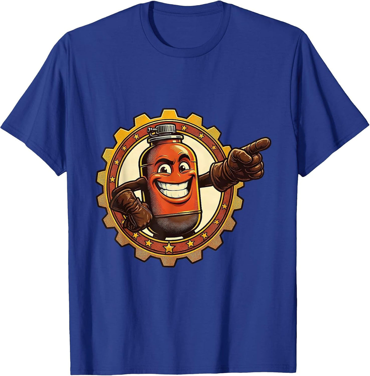 Men's Labor Day Blowtorch Gloved Hands Illustration T-Shirt - Royal Blue