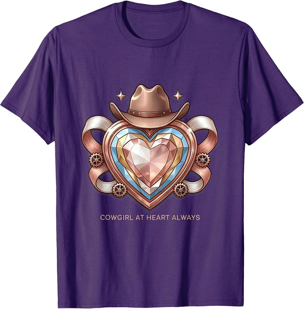 Cowgirl At Heart Always Western Design T-Shirt - Purple