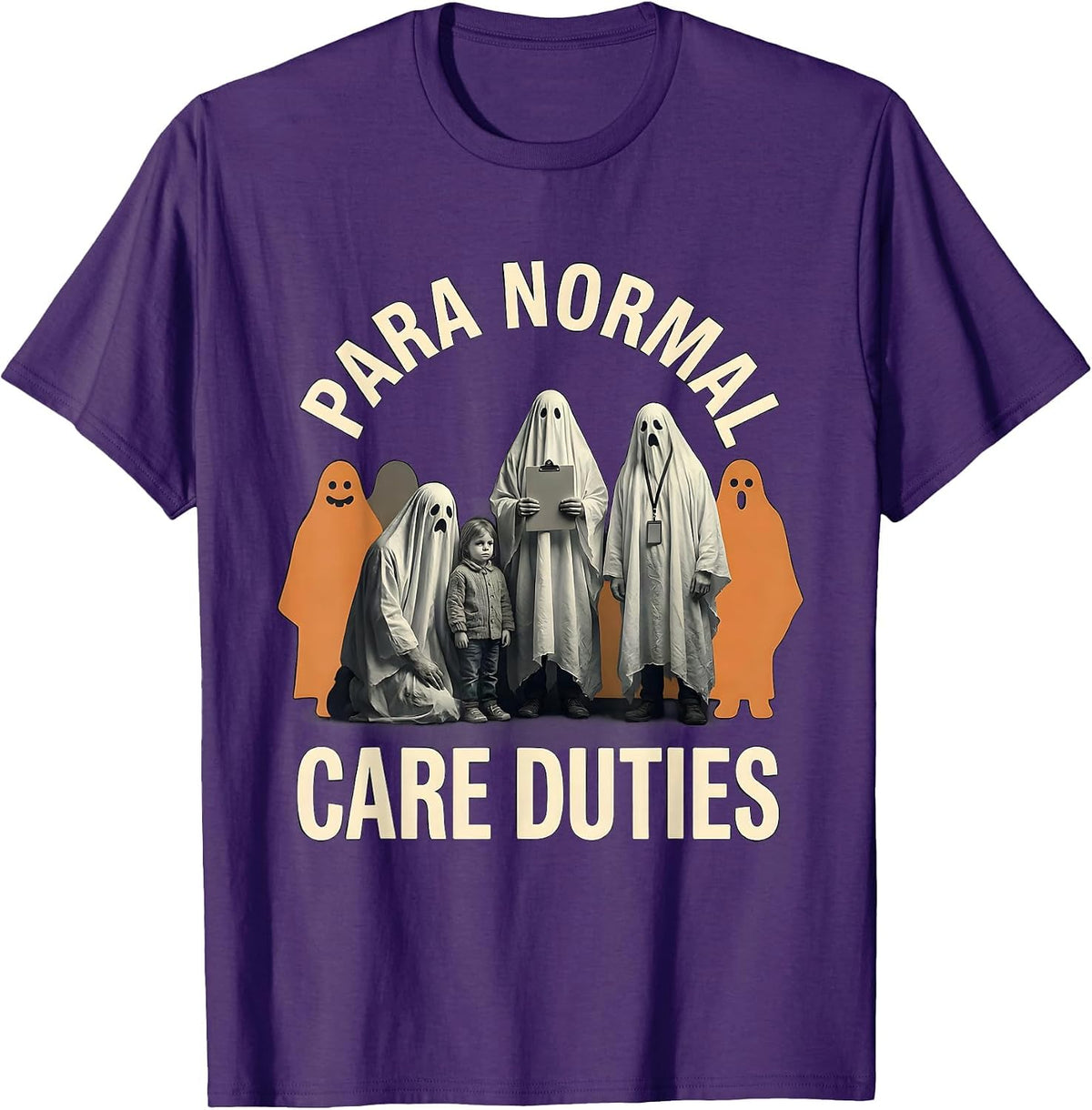 Men's Para Normal Care Duties Funny Paraeducator Ghost Halloween T-Shirt - Purple