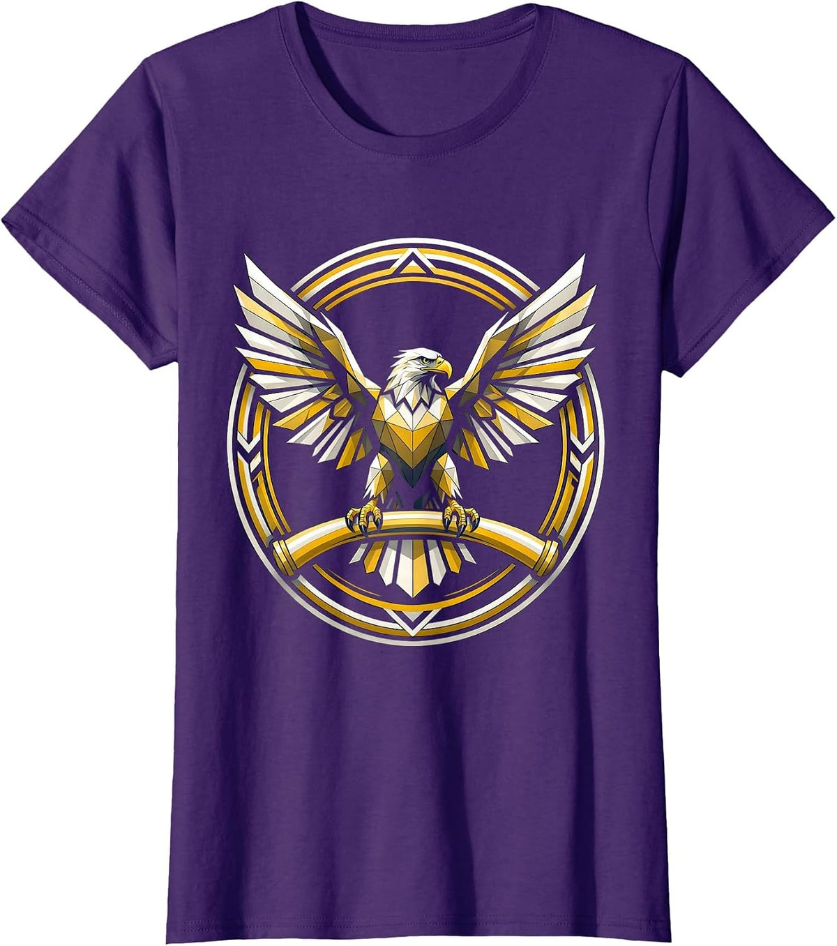 Women's Eagle on Chrome Handlebar Motorcycle Graphic T-Shirt - Purple