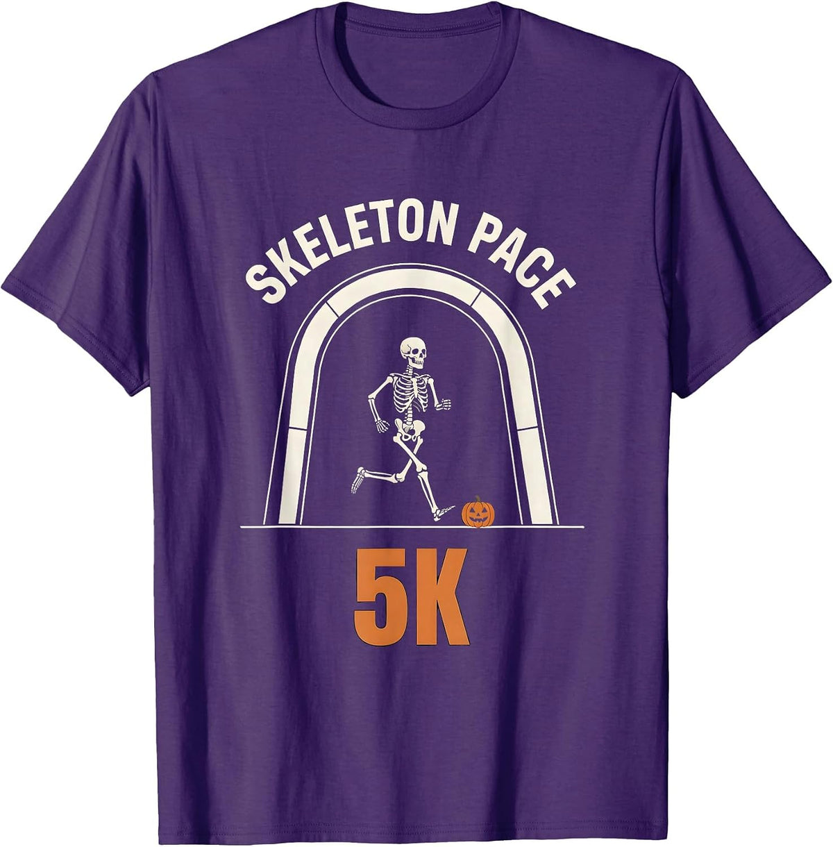 Skeleton Pace 5K Funny Halloween Running Race Matching T-Shirt - Purple