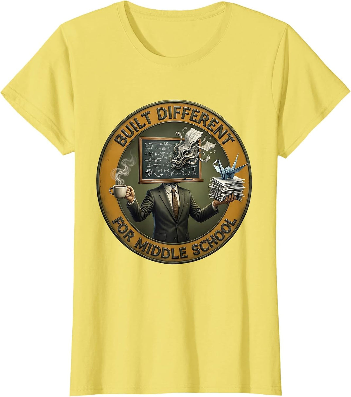 Built Different Middle School Teacher Design T-Shirt - Lemon Yellow