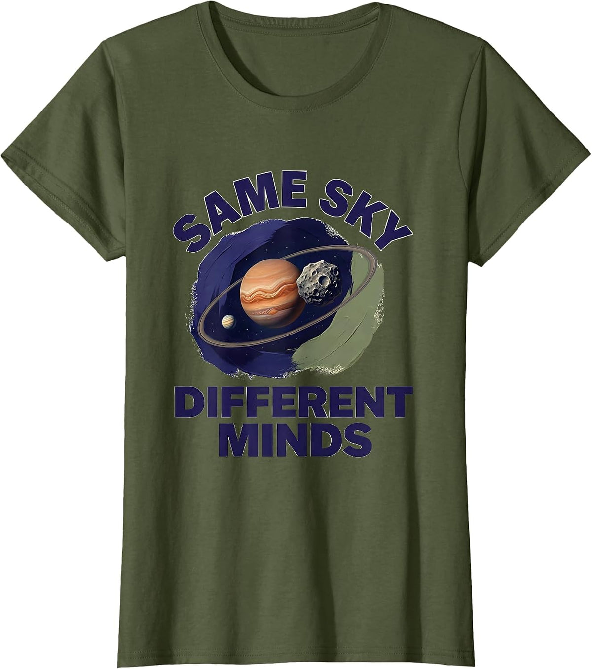 Women's Same Sky Different Minds Neurodiverse Universe Special T-Shirt - Olive Green