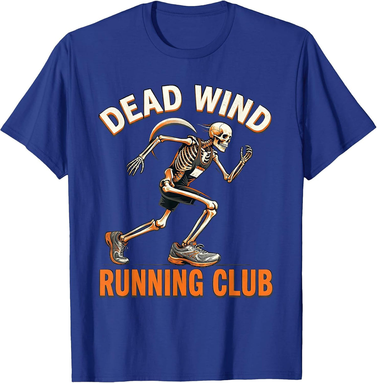 Dead Wind Running Club Funny Halloween Skeleton Runner T-Shirt - Royal Blue