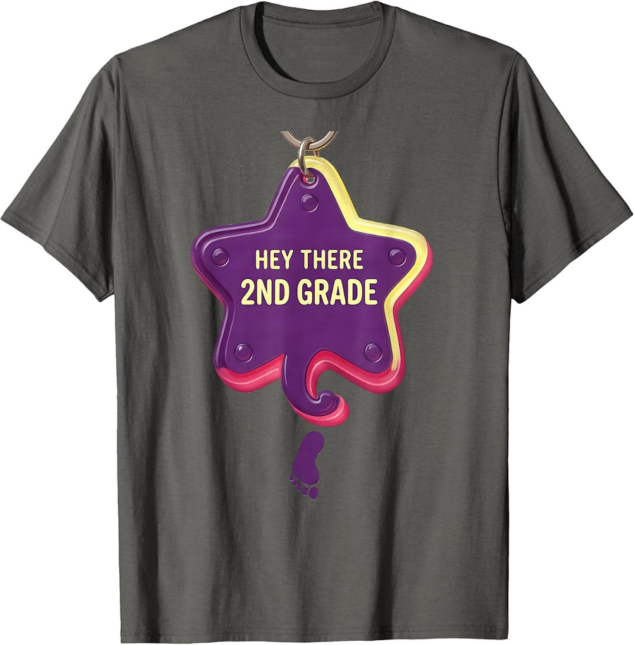 Hey There, 2nd Grade Funny Teacher Crew Back To School T-Shirt - Asphalt Grey