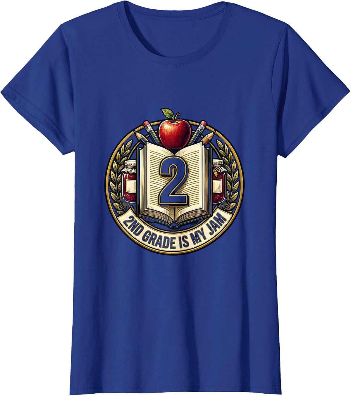 Women's 2nd Grade Is My Jam Teacher Design T-Shirt - Royal Blue