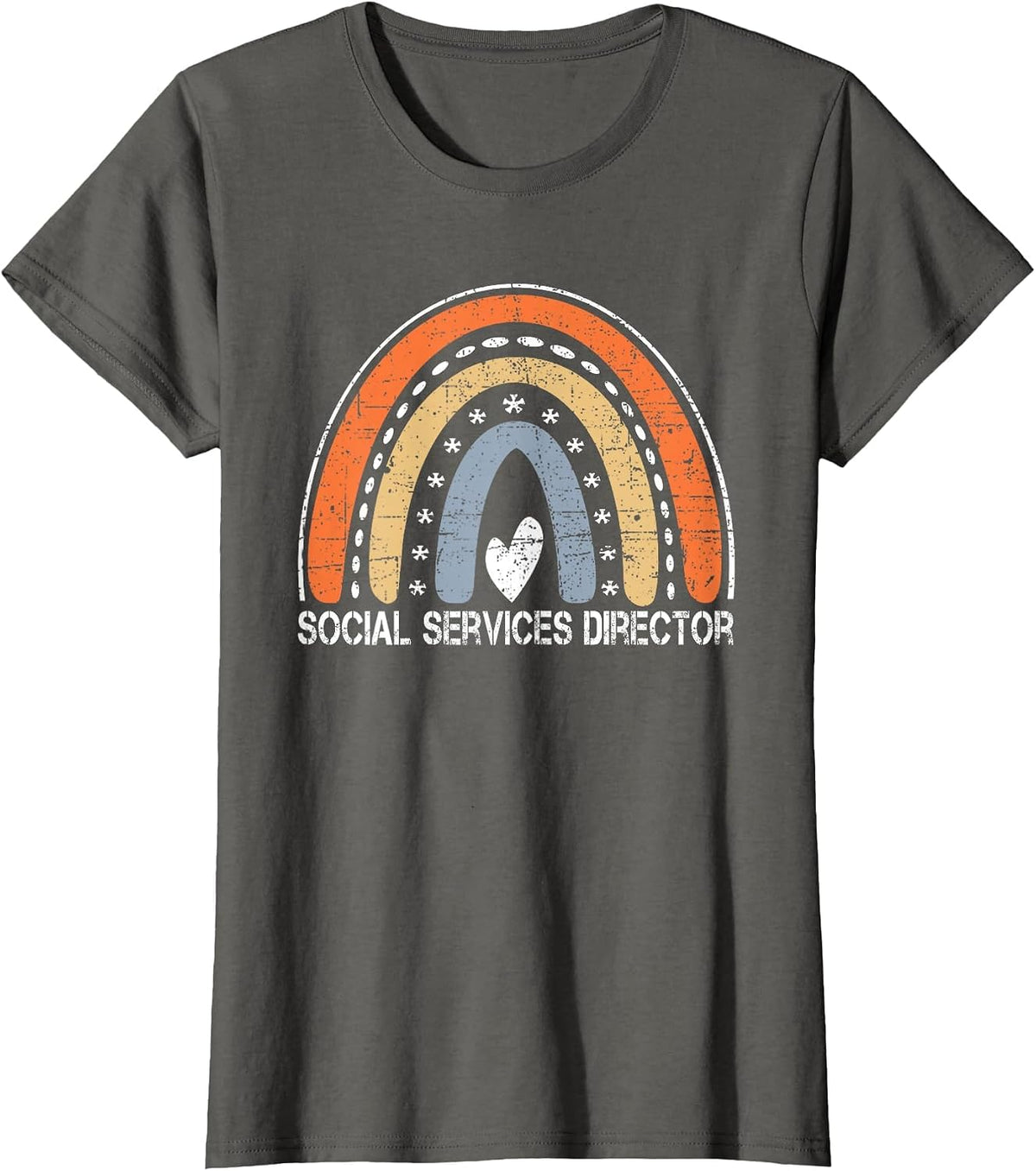 Vintage Rainbow Job Worker Funny Social Services Director T-Shirt - Asphalt Grey