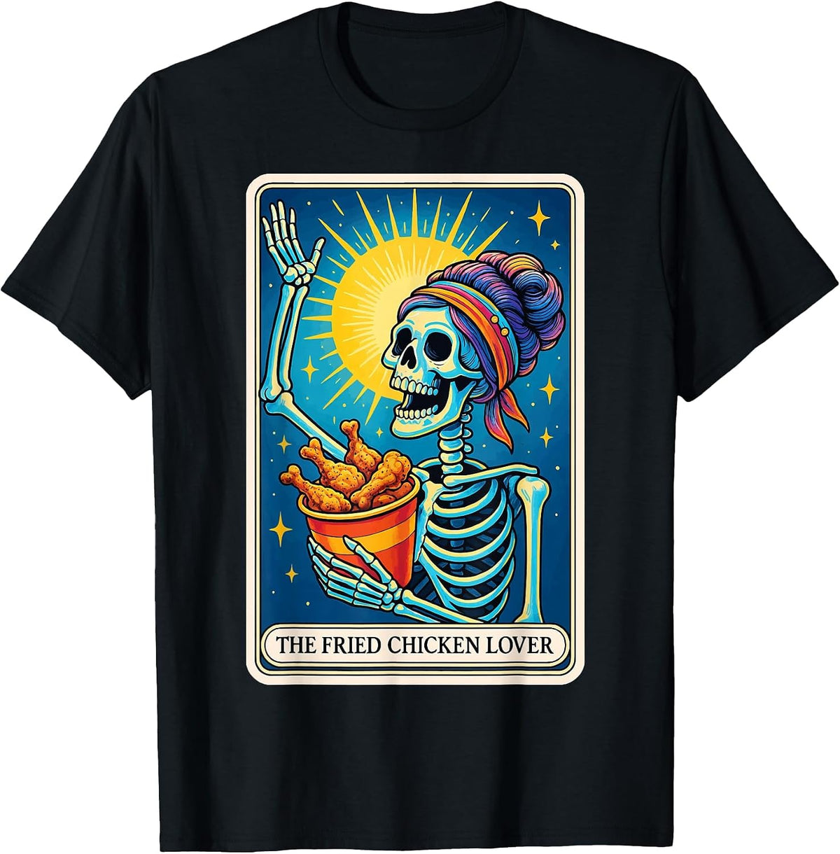 The Fried Chicken Lover Tarot Card T-Shirt - Black