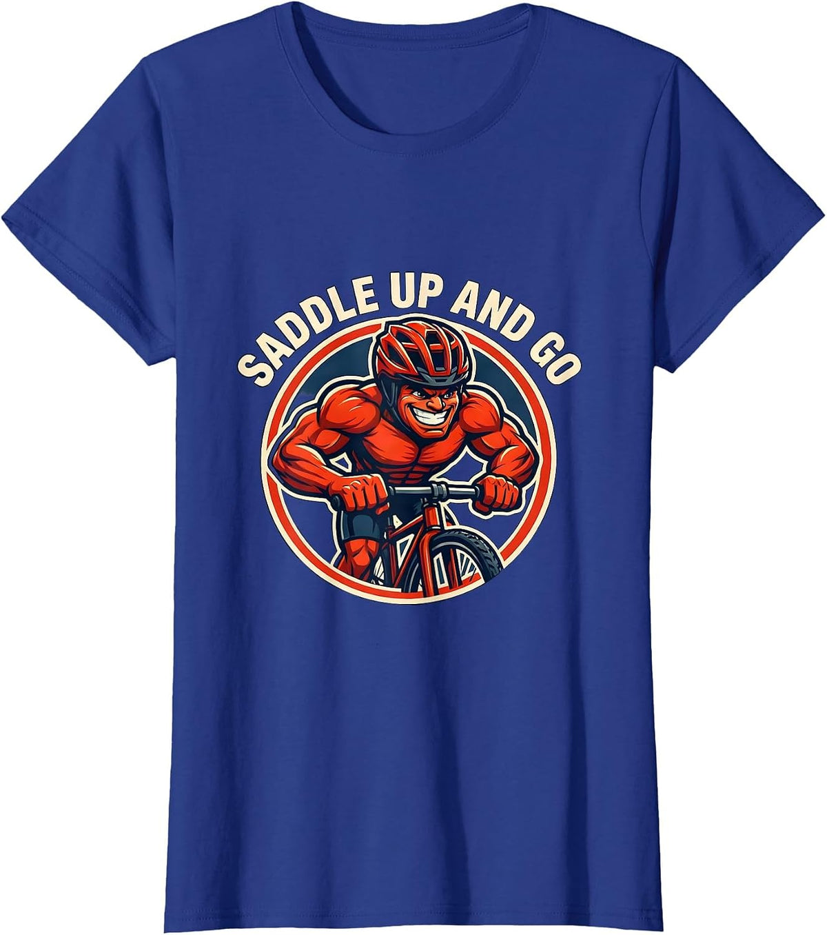 Women's Saddle Up and Go Cycling Graphic Design T-Shirt - Royal Blue