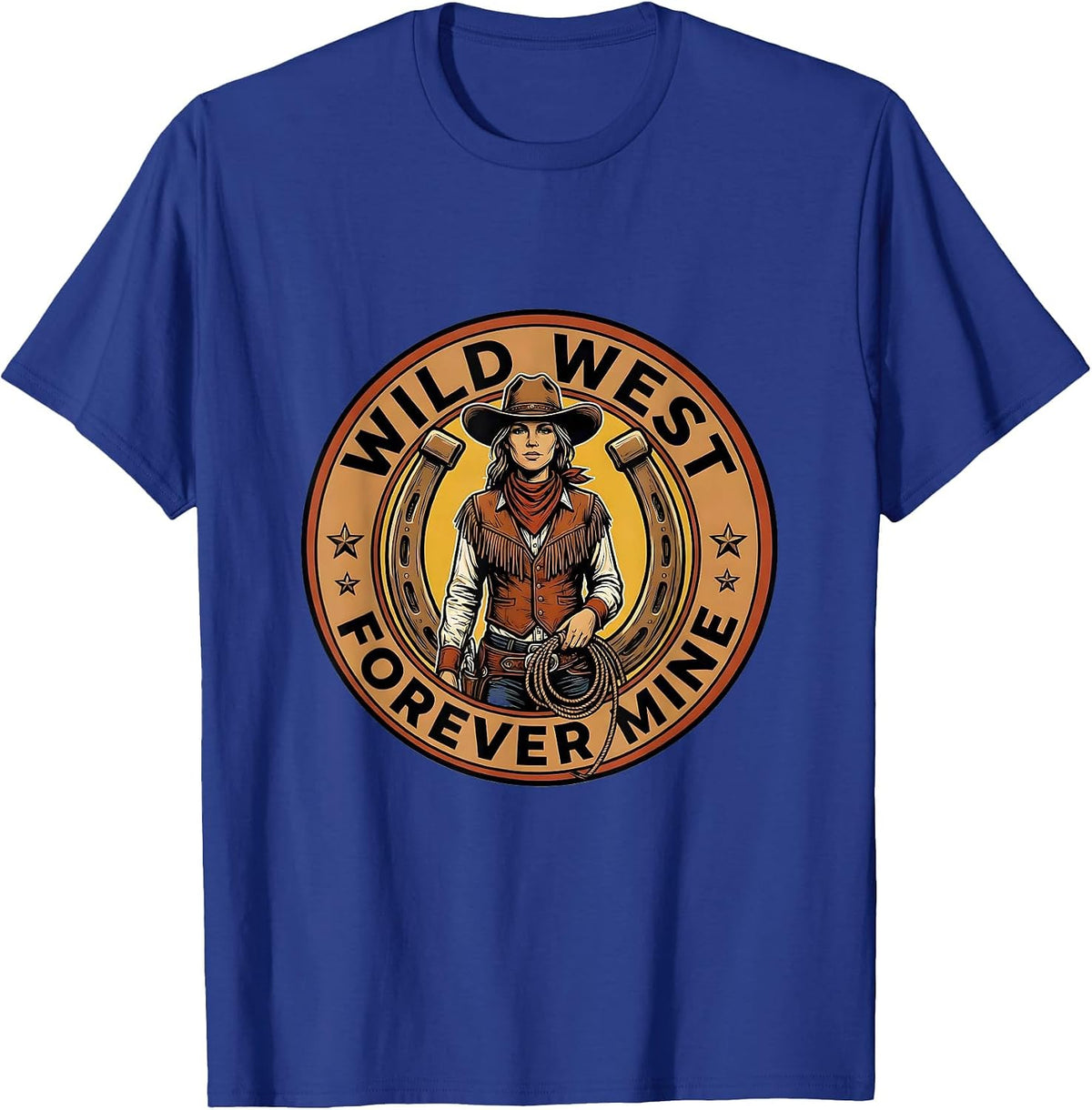Wild West Forever Mine Cowgirl Graphic Design T-Shirt - Royal Blue