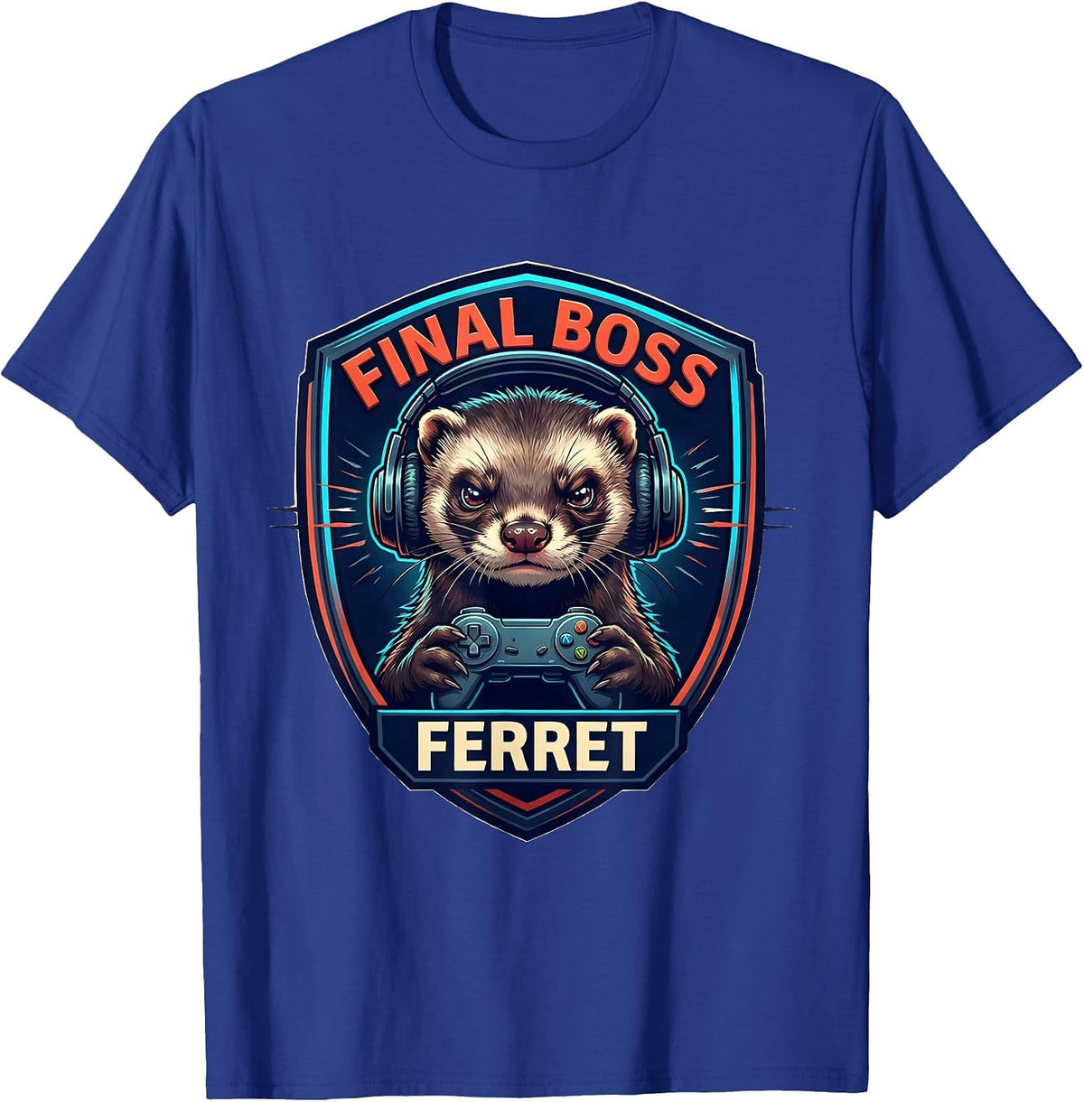 Final Boss Ferret Anime Manga Gamer Ferret Otaku Novelty T-Shirt - Royal Blue