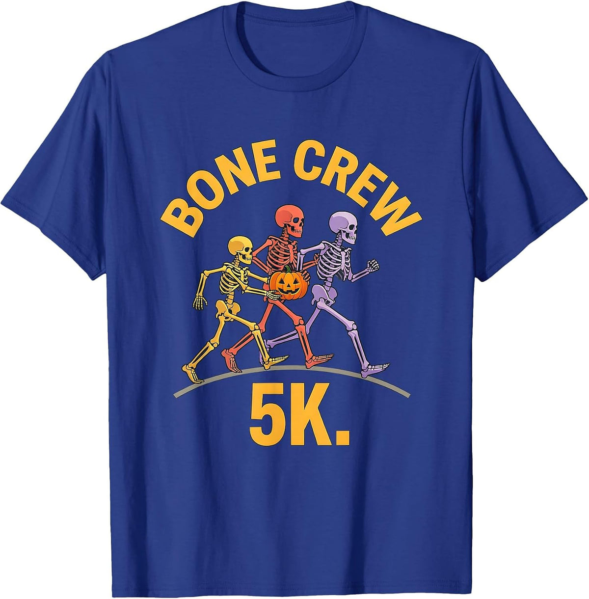 Bone Crew 5K Funny Skeleton Halloween 5K Run Matching T-Shirt - Royal Blue