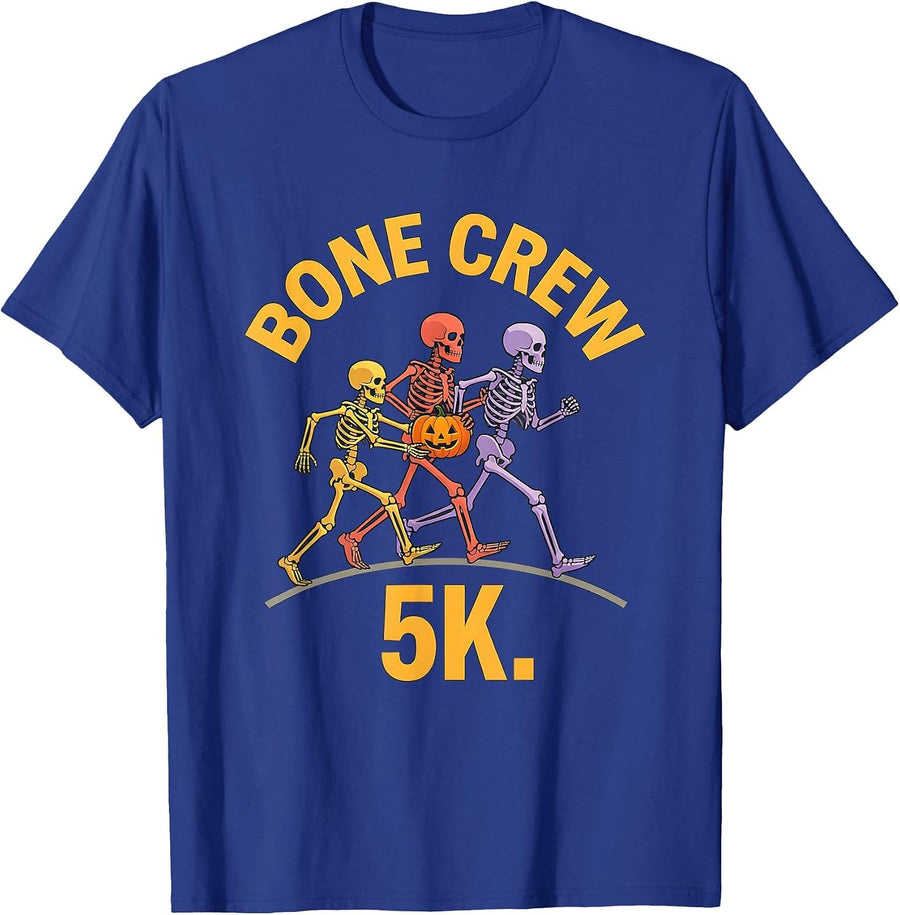 Bone Crew 5K Funny Skeleton Halloween 5K Run Matching T-Shirt - Royal Blue
