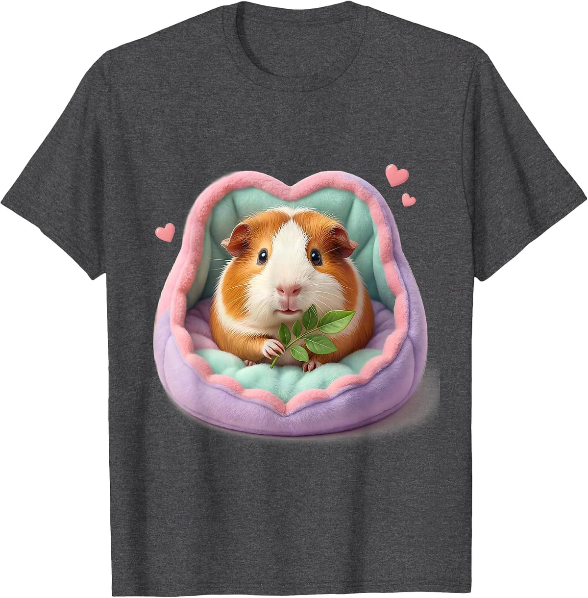 Round Pink Guinea Pig Kawaii Cute Pet Lover Gift T-Shirt - Dark Heather Grey