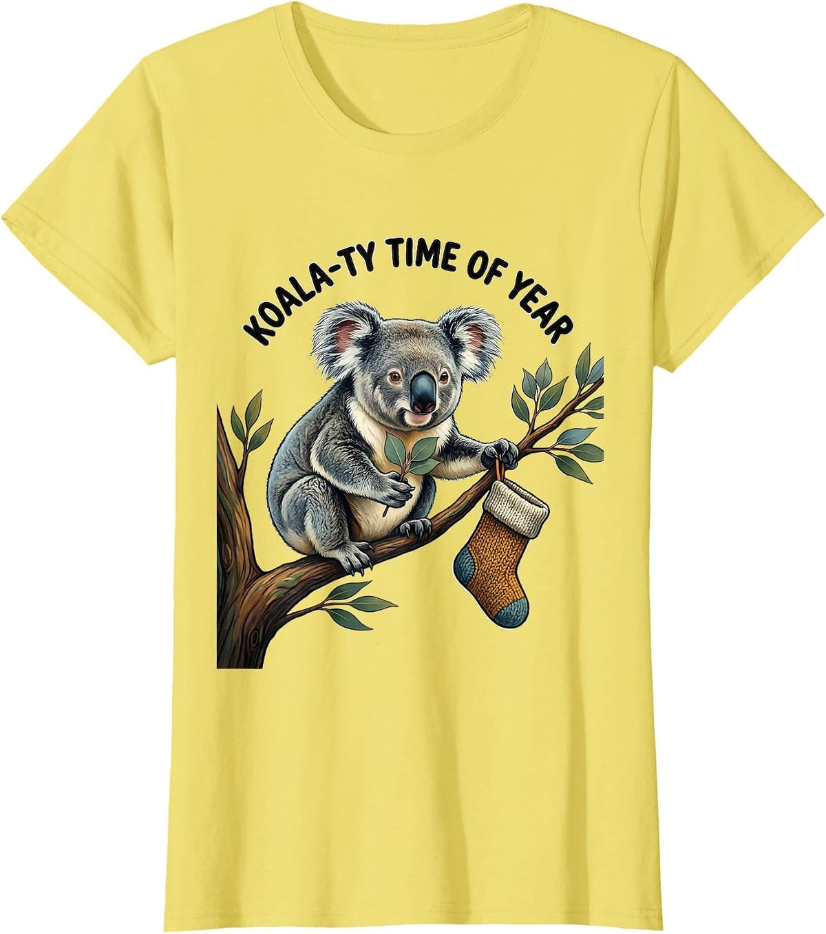 Koala-ty Time Of Year Funny Koala Lover Animal Humor T-Shirt - Lemon Yellow