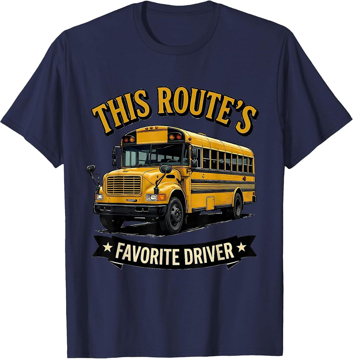 This Route's Favorite Driver Funny School Bus Driver T-Shirt - Navy Blue