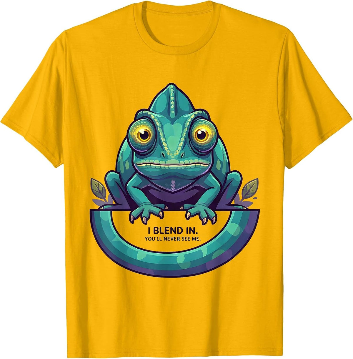 I Blend In. You'll Never See Me Funny Chameleon Halloween T-Shirt - Golden Yellow