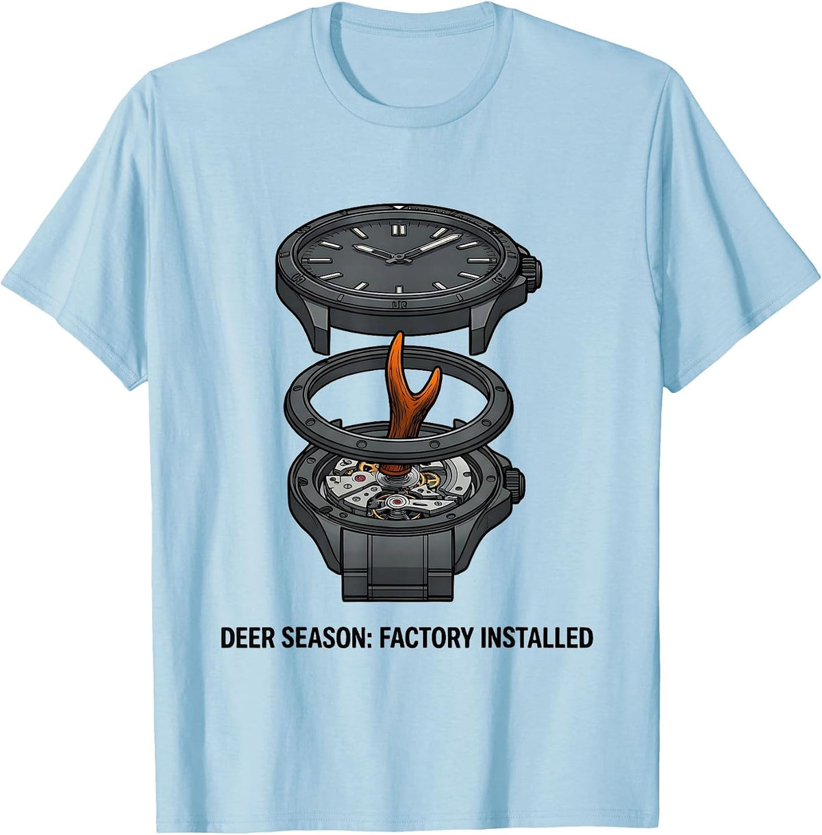 Men's Deer Season: Factory Installed Funny Hunting Dad Camo T-Shirt - Baby Blue