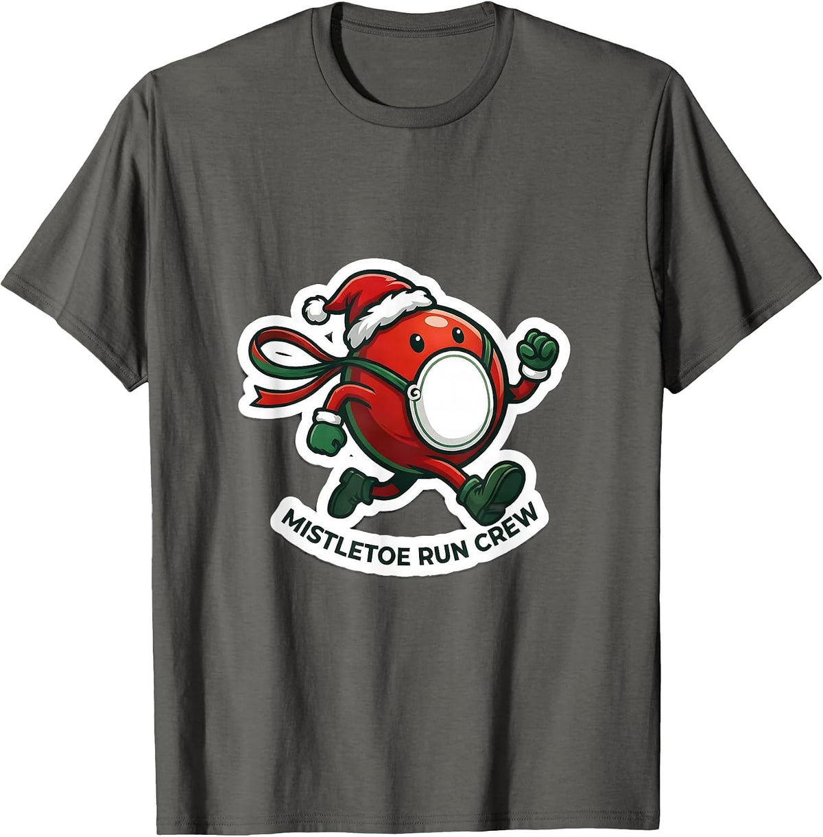Mistletoe Run Crew Funny Christmas 5k Run Runner Squad Gift T-Shirt - Asphalt Grey