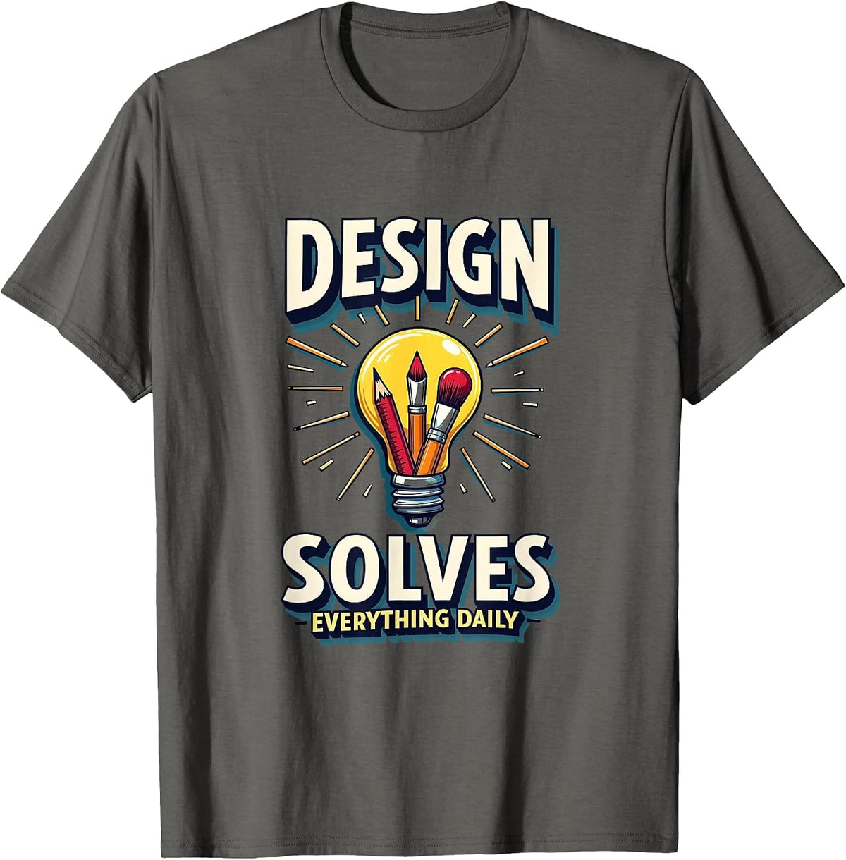 Design Solves Everything Daily Creative Graphic T-Shirt - Asphalt Grey