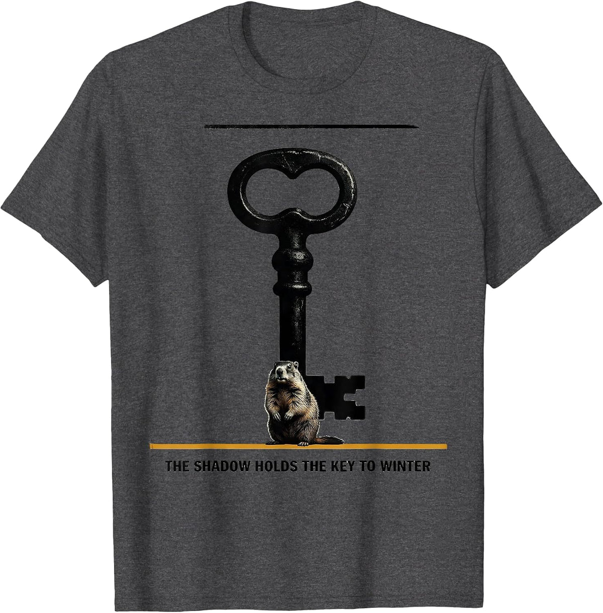 Men's The Shadow Holds The Key To Winter Funny Groundhog Day T-Shirt - Dark Heather Grey