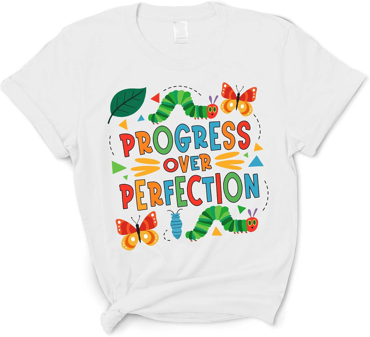 Progress Over Perfection Shirt - Cute Teacher Tshirt Back to School, Special Education BCBA Tee - White