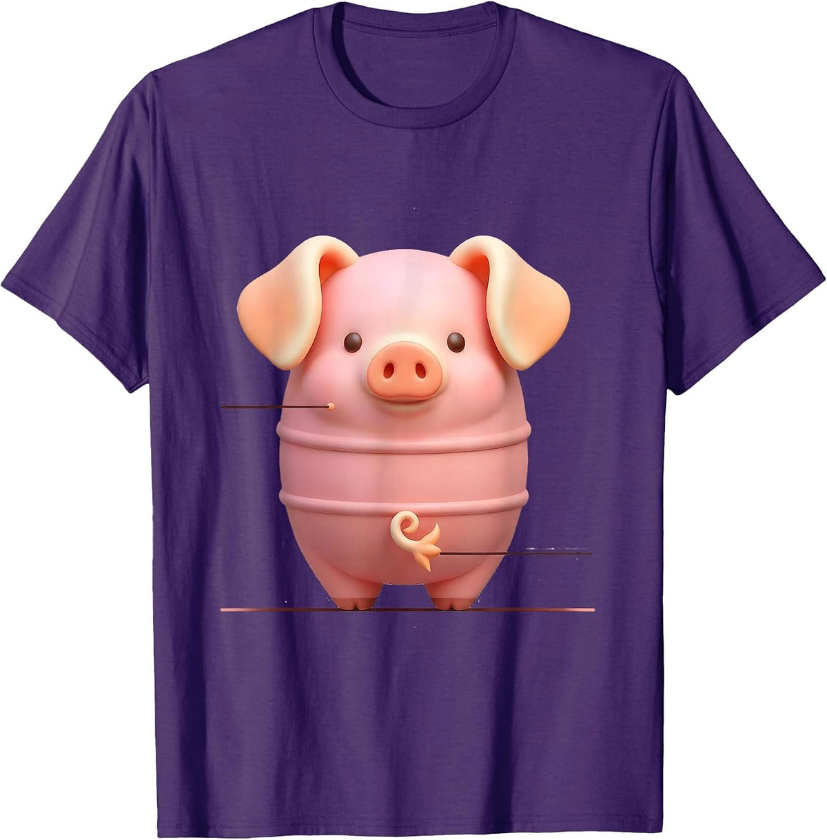 Kawaii Pink Pig Cute Farm Animal Lover Gift T-Shirt - Purple