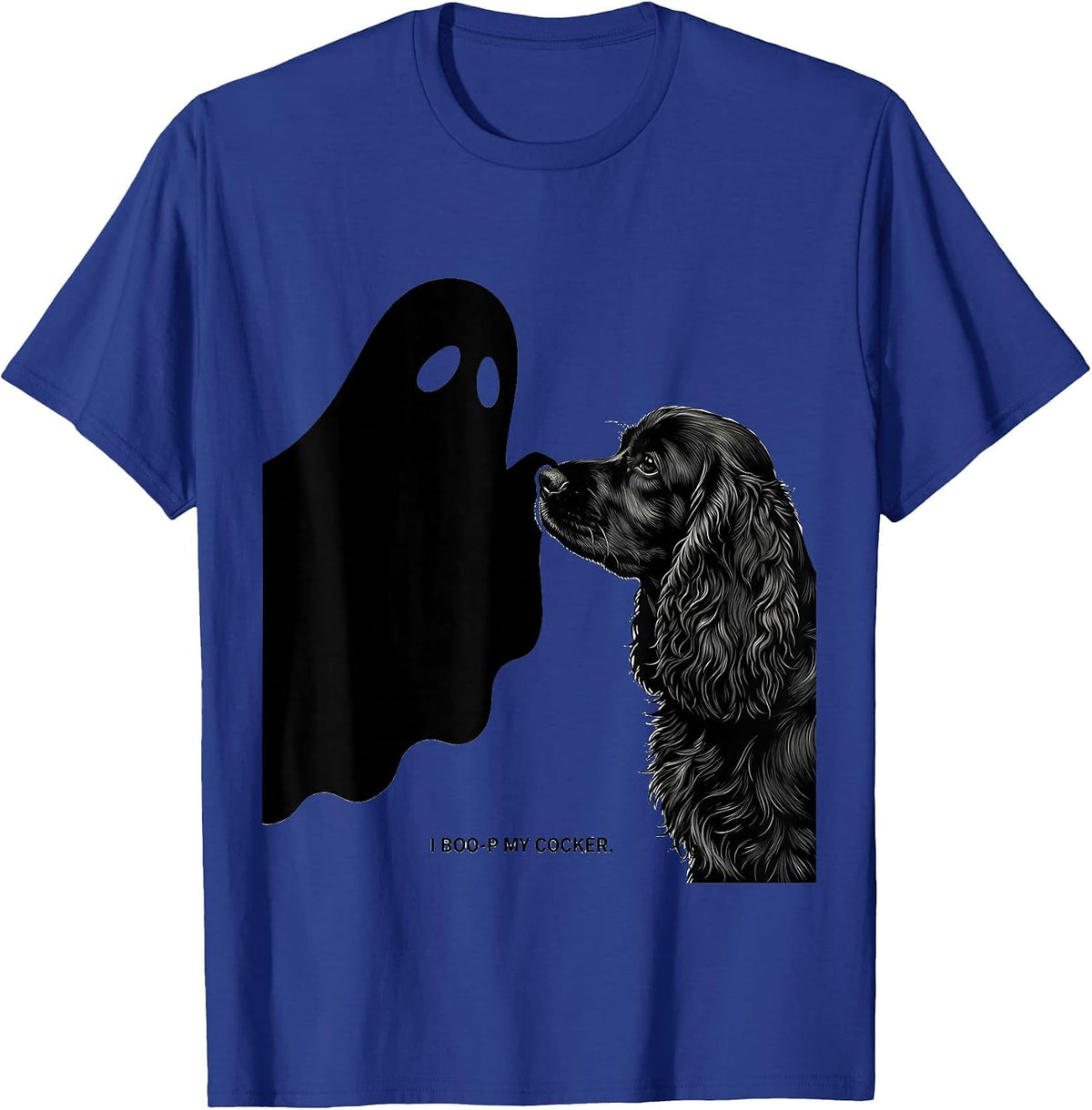 Men's I Boo-p My Cocker Funny Ghost Halloween Dog Lover Dog Mom T-Shirt - Royal Blue