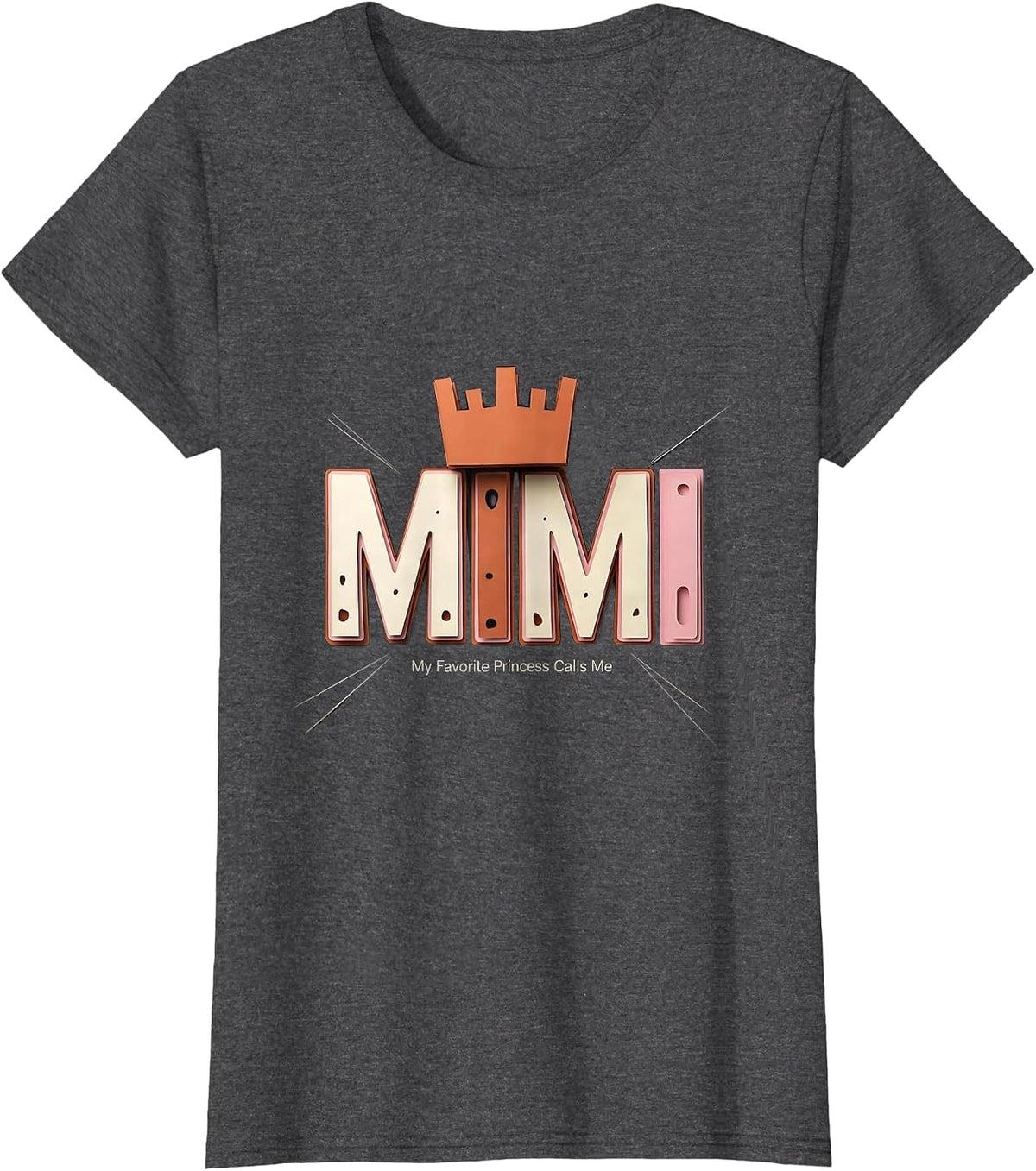 Women's My Favorite Princess Calls Me Mimi Funny Cute Grandma Gift T-Shirt - Dark Heather Grey