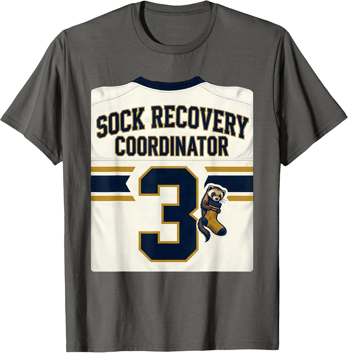 Men's Sock Recovery Coordinator Funny Ferret Owner Ferret Lover T-Shirt - Asphalt Grey