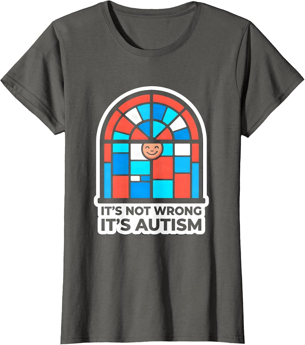 Women's It's Not Wrong It's Autism Sticker Style Neurodiversity T-Shirt - Asphalt Grey