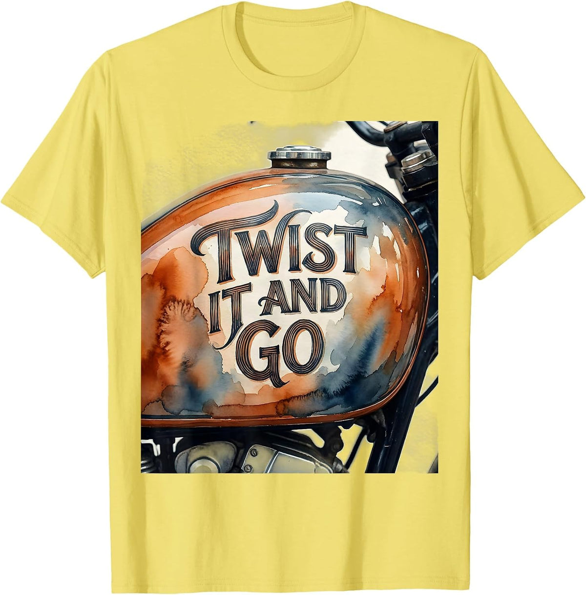 Men's Twist It and Go Motorcycle Rider Design T-Shirt - Lemon Yellow