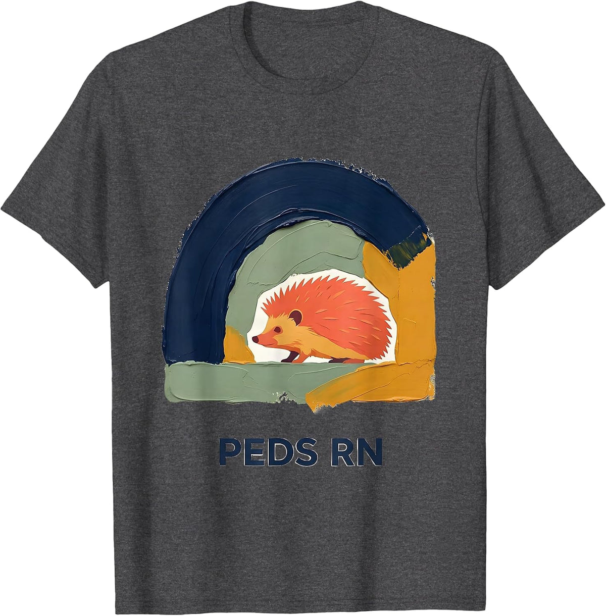 Men's PEDS RN Cute Hedgehog Pediatric NICU Nurse Work Pride T-Shirt - Dark Heather Grey