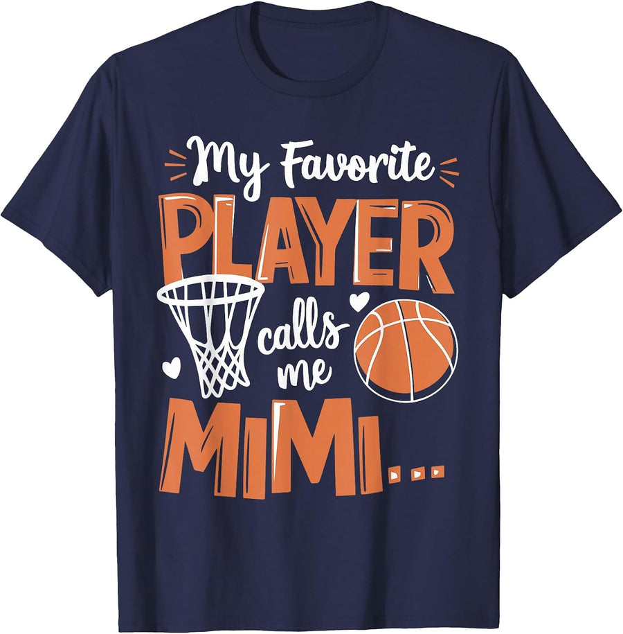 My Favorite Basketball Player Calls Me Mimi T-Shirt - Navy Blue