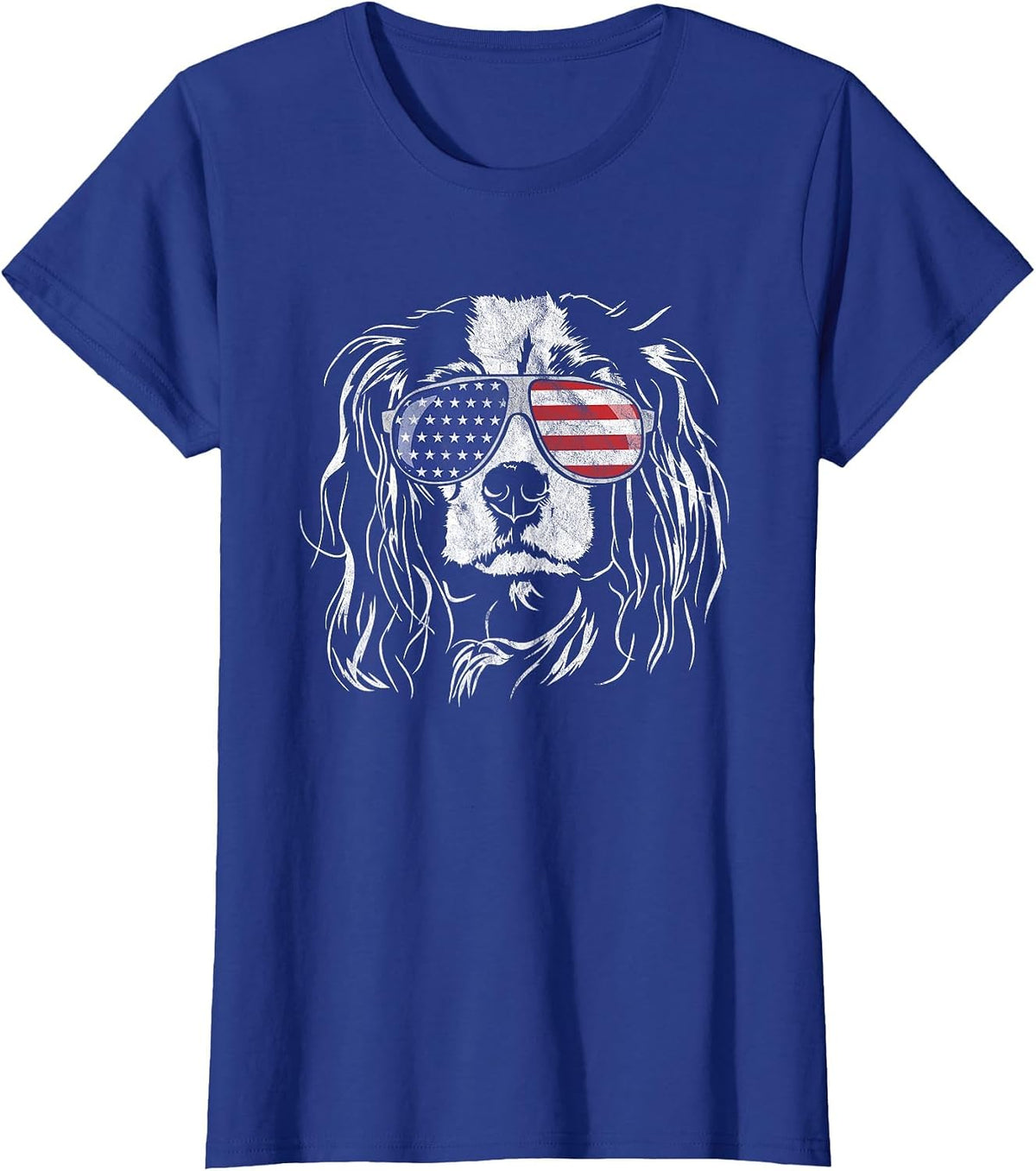 Funny Proud Cavalier King Charles Spaniel Patriotic Dog tee T-Shirt - Royal Blue