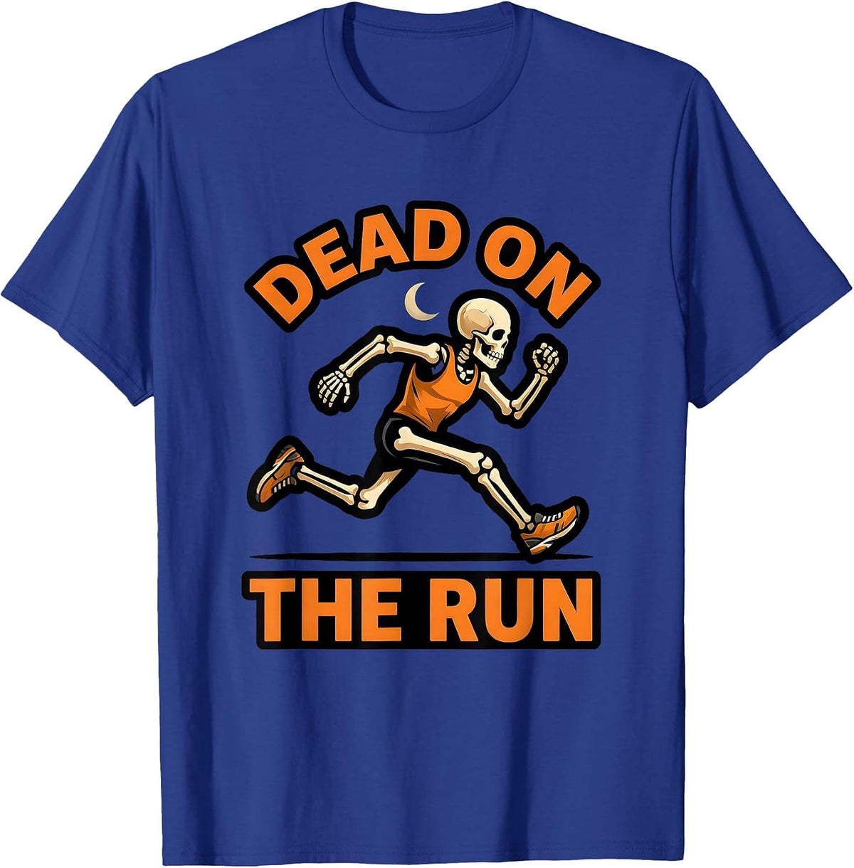 Dead On The Run Funny Skeleton Runner Halloween Race T-Shirt - Royal Blue